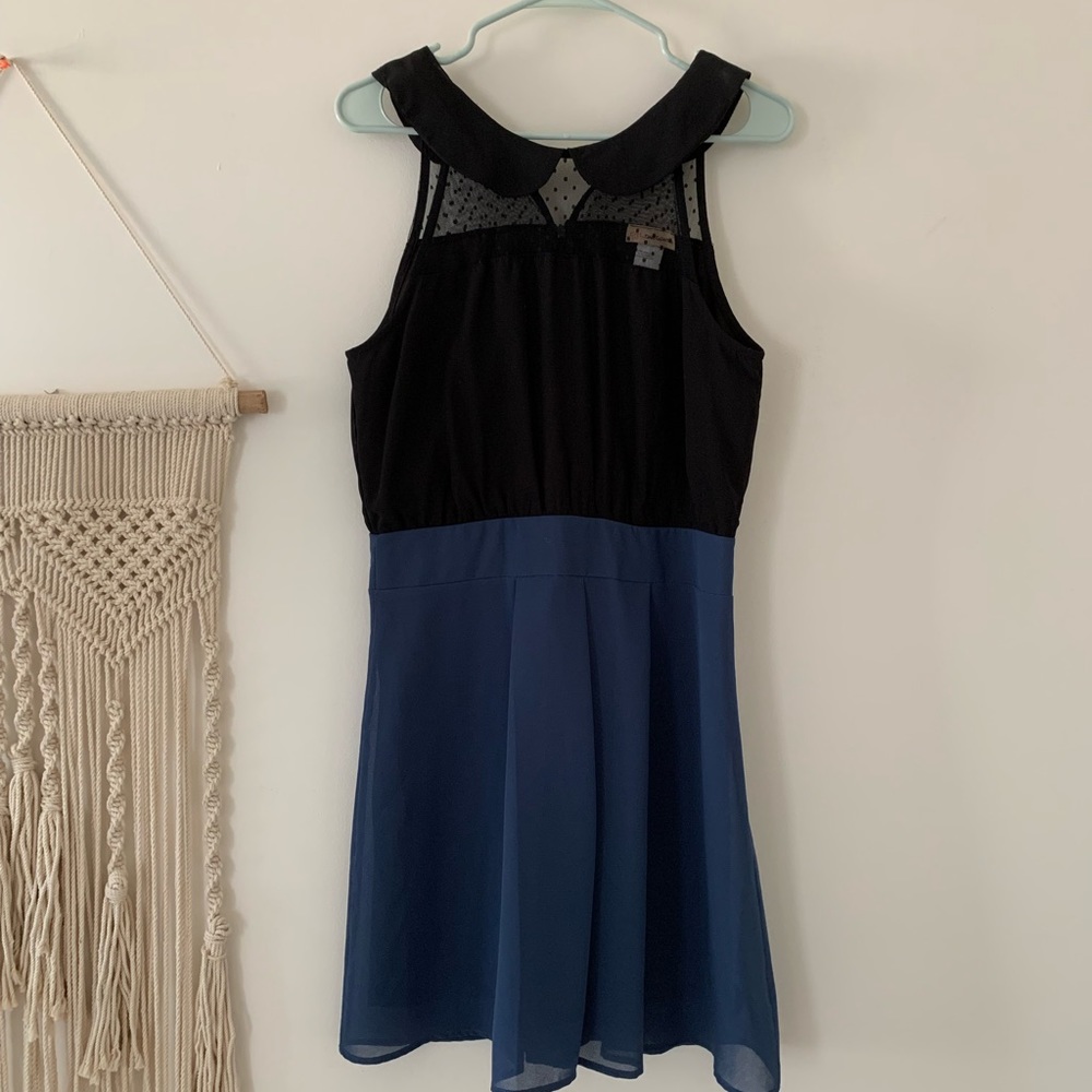 Elegant Black and Blue Midi Dress